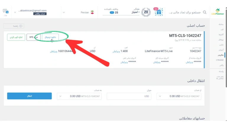 محل دانلود ترمینال متاتریدر در حساب LiteFinance.