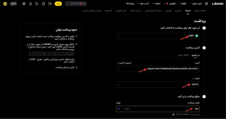واریز تتر به لایت فارکس